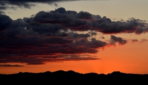 nuvole, tramonto, cielo, montagne, rosso, arancione, silhouette, controluce