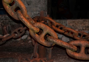 ruggine, anelli, catena, ferro, muro, catene, pietre, maglie, marrone, sassi