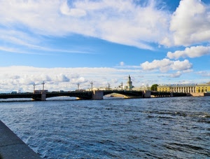 ponte, nuvole, fiume, acqua, cielo, arcate, città